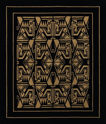 Tafelkleed van bedrukte trijp in zwart en beige met Art&ndash;D&eacute;co patroon (1920 &ndash;1930). Original from The Rijksmuseum. Digitally enhanced by rawpixel.