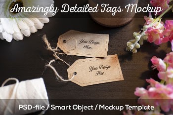 Tag Mockup with Smart Object, High Quality PSD Card Template