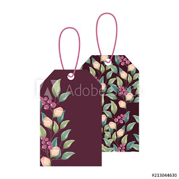 tag price flowers spring decoration vector illustration