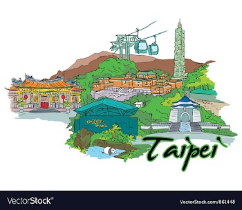 Taipei doodles vector image