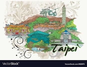 Taipei doodles vector image