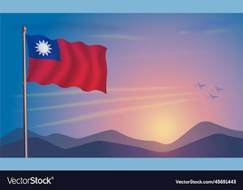 taiwan flag in the morning sun