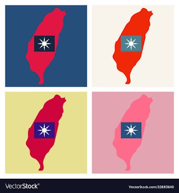 Taiwan map with shadow effect vector image