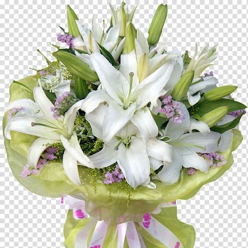 Taiyuan Pingxiang Flower Cake Lilium, Bouquet of white lilies pale green packaging transparent background PNG clipart