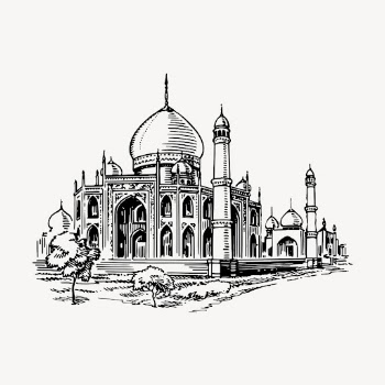 Taj Mahal mosque drawing, hand | Free Vector - rawpixel
