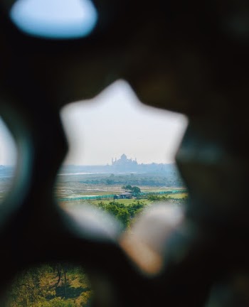 Taj Mahal view from from Agra fort .  