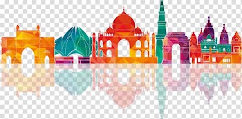 Taj Majal , New Delhi Skyline Illustration, Colorful city building silhouettes transparent background PNG clipart