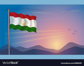 tajikistan flag in the morning sun