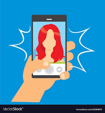 Take pictures with cellphone vector image