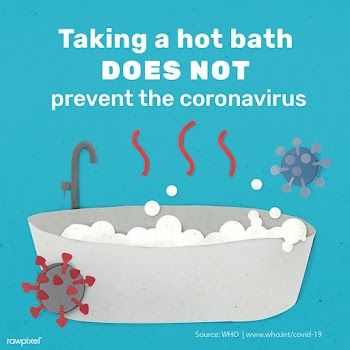 Taking a hot bath does not prevent the coronavirus template source WHO | Free  illustration - 2320713