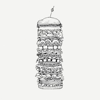 Tall hamburger drawing clipart, food | Free PSD - rawpixel