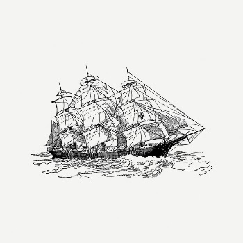 Tall ship collage element, black | Free PSD Illustration - rawpixel