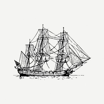 Tall ship collage element, black | Free PSD Illustration - rawpixel