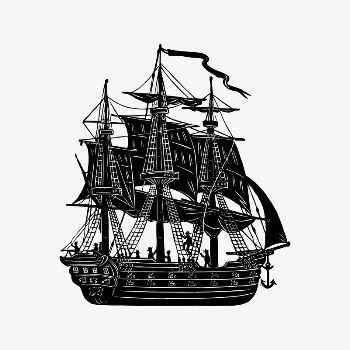 Tall ship collage element, drawing | Free Vector Illustration - rawpixel