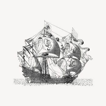 Tall ship collage element, drawing | Free Vector Illustration - rawpixel