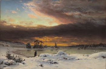 Talvimaisema, auringon mailleen mentyä, 1880 | Free Photo - rawpixel