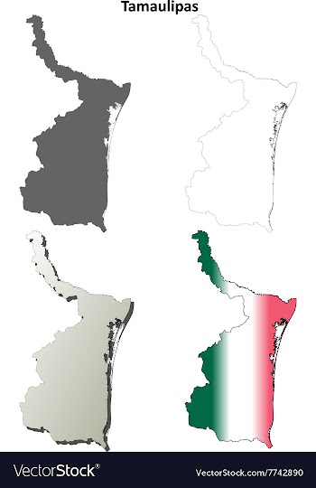 Tamaulipas blank outline map set vector image