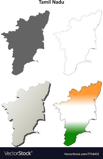 Tamil Nadu blank outline map set vector image