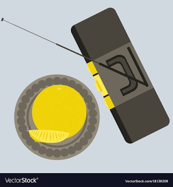 Tape recorder and orange top angle view flat vector image