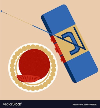Tape recorder and orange top angle view flat vector image