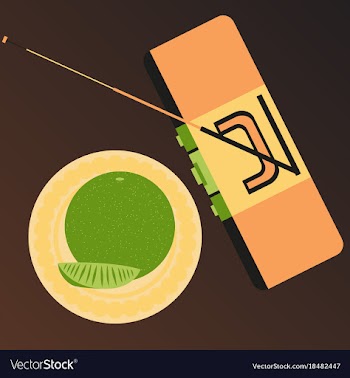 Tape recorder and orange top angle view flat vector image
