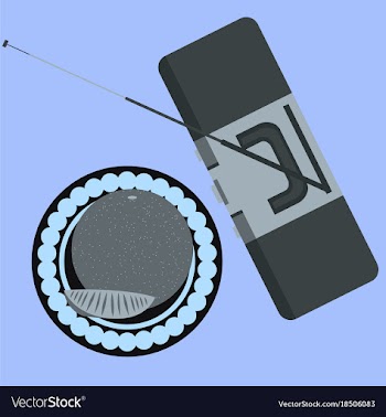 Tape recorder and orange top angle view flat vector image