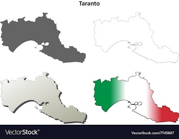 Taranto blank detailed outline map set vector image