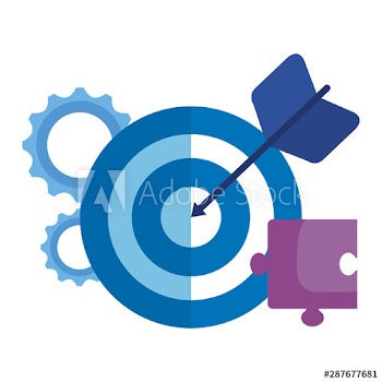 target arrow success with gears and puzzle