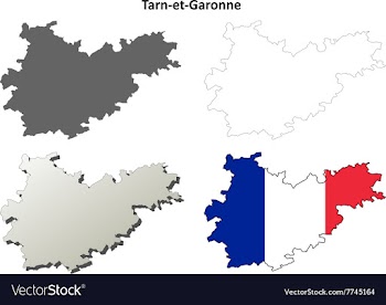 Tarn-et-Garonne Midi-Pyrenees outline map set vector image
