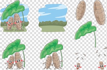 Taro dumpling Illustration, Two taro leaf under the expression transparent background PNG clipart
