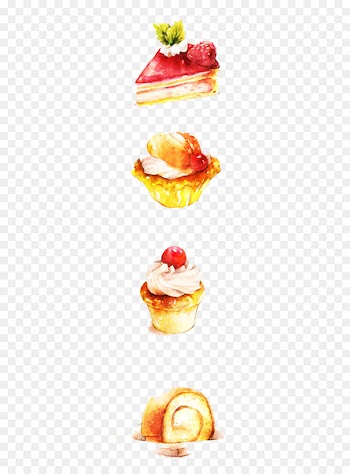 Tart Watercolor painting Drawing Illustration - Hand-painted cartoon strawberry cake 