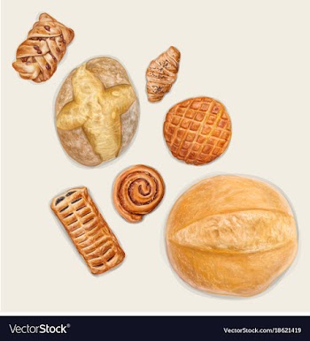  					Tasty bakery top view vector image														