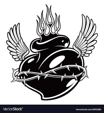 Tattoo chicano heart with flames monochrome Vector Image