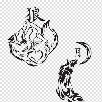 Tattoo Drawing Japanese wolf, Be a wolf with a savage heart transparent background PNG clipart