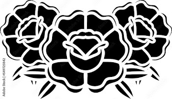 tattoo in black line style of a bouquet of flowers