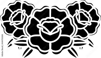 tattoo in black line style of a bouquet of flowers