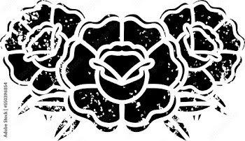 tattoo in black line style of a bouquet of flowers
