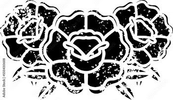 tattoo in black line style of a bouquet of flowers