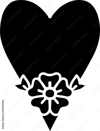 tattoo in black outline style of a heart and flower