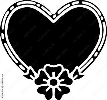 tattoo in black outline style of a heart and flower