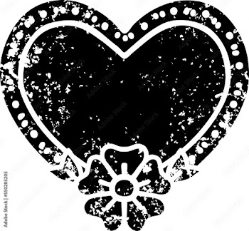 tattoo in black outline style of a heart and flower