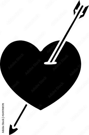 tattoo in black outline style of an arrow and heart