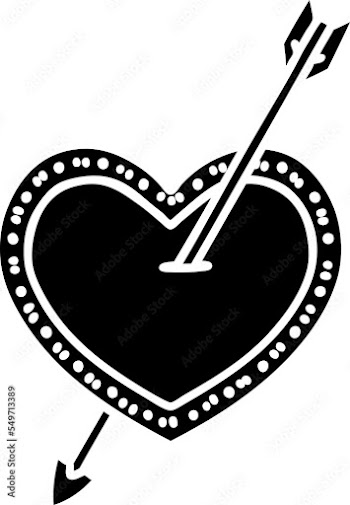 tattoo in black outline style of an arrow and heart