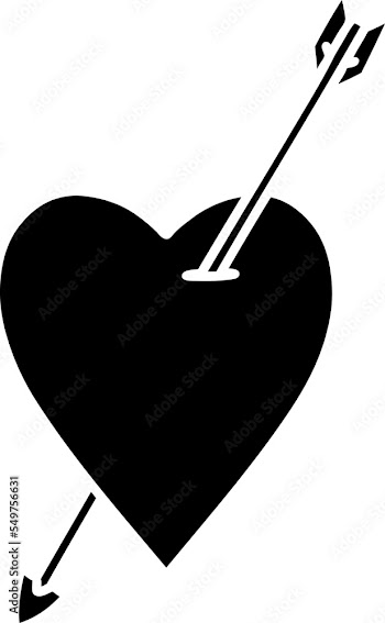 tattoo in black outline style of an arrow and heart