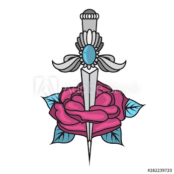 Tattoo knife with a rose