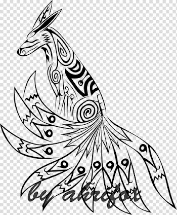 Tattoo Kurama Line art Naruto, Fox tattoo transparent background PNG clipart