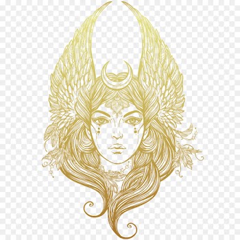 Tattoo Lilith Stock photography Drawing - Cartoon retro golden goddess illustration 