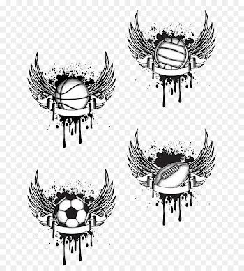 Tattoo Volleyball Rugby football American football - Wings and Ball 
