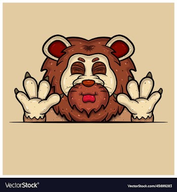 taunt face expression with lion cartoon