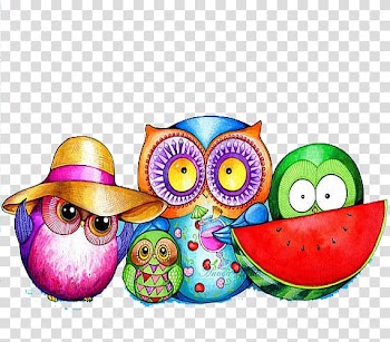 Tawny owl Bird Drawing Painting, Simple color cartoon owl transparent background PNG clipart